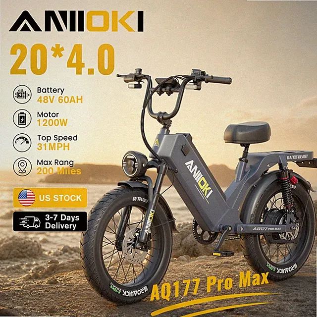 1200W Peak Commuter ebike 20" Fat Tire Electric Bike 31MPH 48V 60Ah for Adults