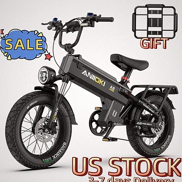 20"ANIIOKI eBikes for Adults 200+ Miles 28 MPH Commuting Ebikes 48V 60AH UL