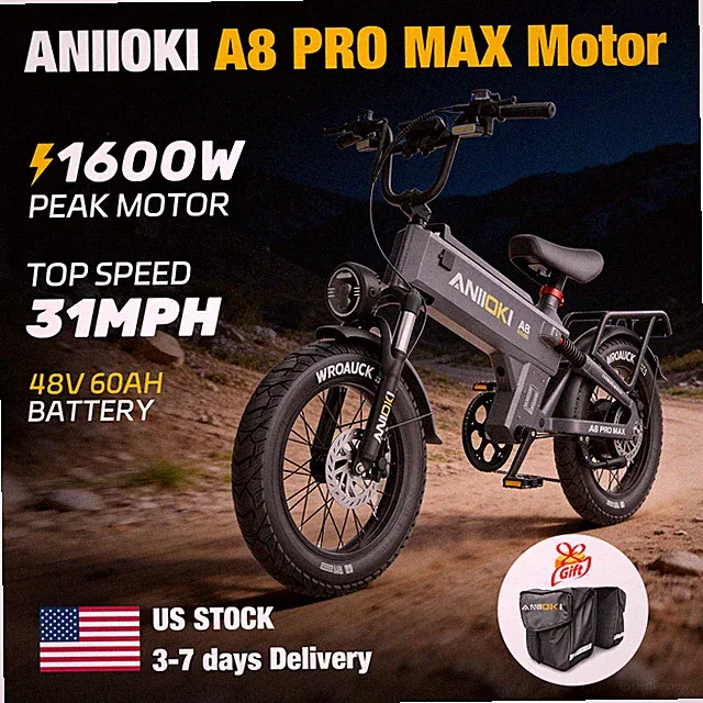 20" Fat Tire electric bike 1600W 31MPH Off-Road Commute EBIKE 48V 60AH 2026 US