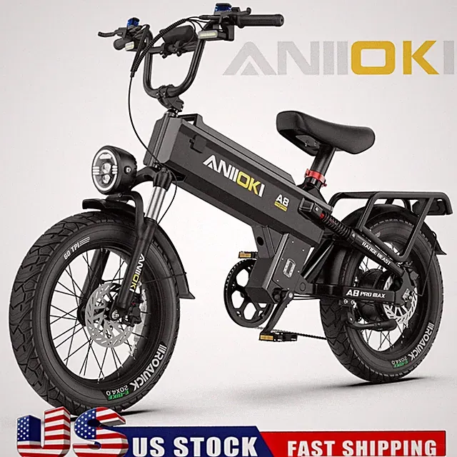 2026 Aniioki 20" Fat Tire Ebike 1200W 48V 60Ah 31mph For Adult Electric Bike US