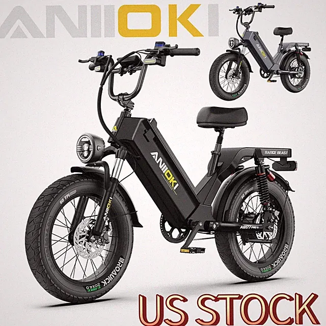 2026 ANIIOKI 20 inch Fat Tire E-Bike 1200W 48V60Ah 31MPH Adult Ebike US Stock