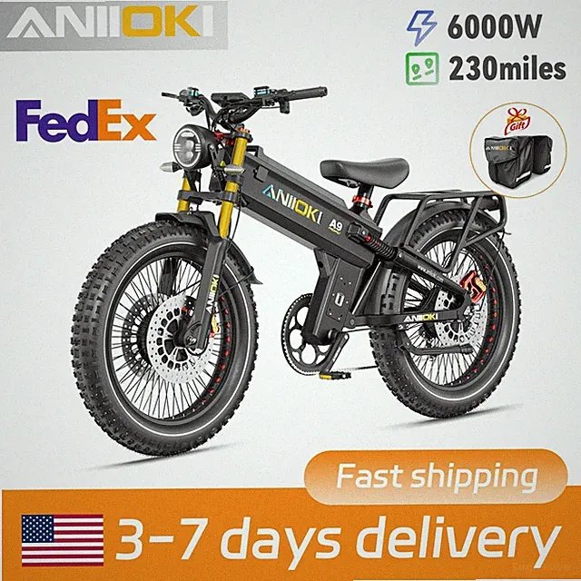 26"Aniioki A9 Pro Max Fat Tire Dual Motor 6000W Electric Bike 70AH 45MPH UL