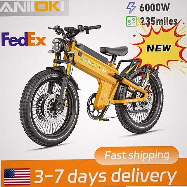 26" ANIIOKI AWD Electric Bike 6000W Peak Motor 80Ah 45MPH Fast E-Bike for Adults