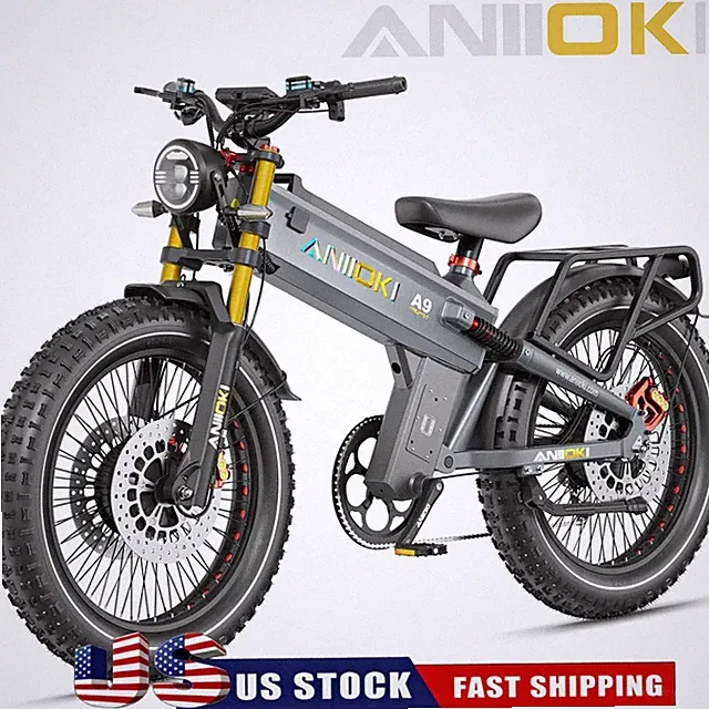 26"Aniioki Fat Tire Dual Motor 6000W Electric Bike 60V 70AH 47MPH 230 mile US