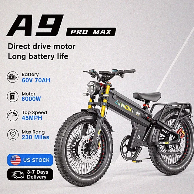 26"Aniioki Fat Tire Dual Motor ANIIOKI 6000W Electric Bike 60V 70AH 45MPH US