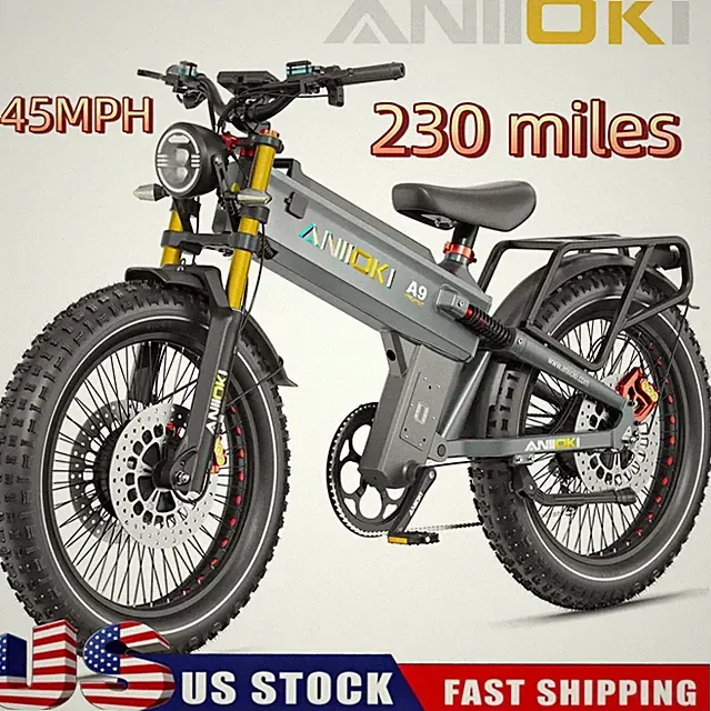 A9 Pro Max 26"Aniioki Fat Tire Dual Motor 6000W Electric Bike 70AH 45MPH US