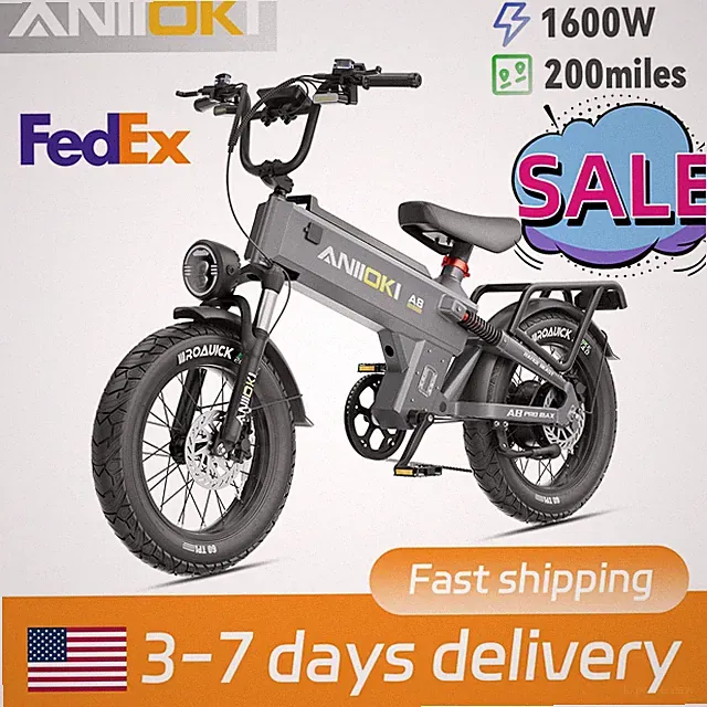 ANIIOKI 20"Fat Tire Electric Bike 31MPH Fast Ebike 48V 60Ah 1600W for Adults UL