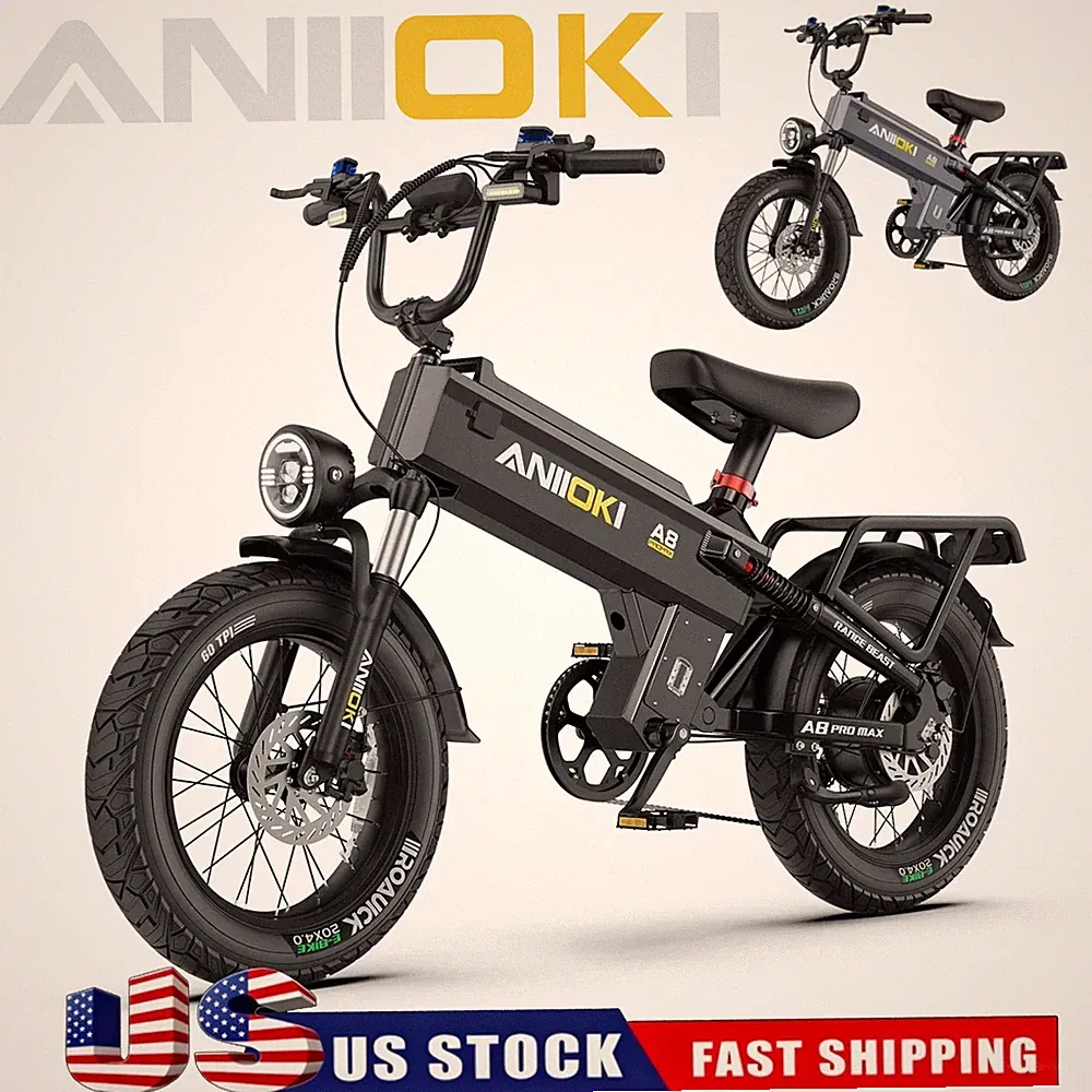 ANIIOKI 20" Fat Tire Mountain Ebike 1600W 48V 60Ah 31MPH Adult US Fast Shipping