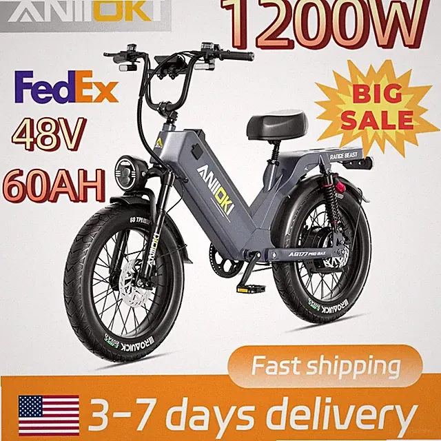 ANIIOKI 31MPH E-Bike 20" Peak 1200W Motor 48V/60Ah Electric Bike for adult UL