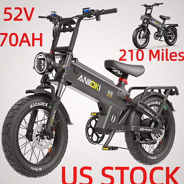 Aniioki A8 PRO MAX 20" Fat Tire 52V 70AH Single Motor Mountain EBike 33Mph