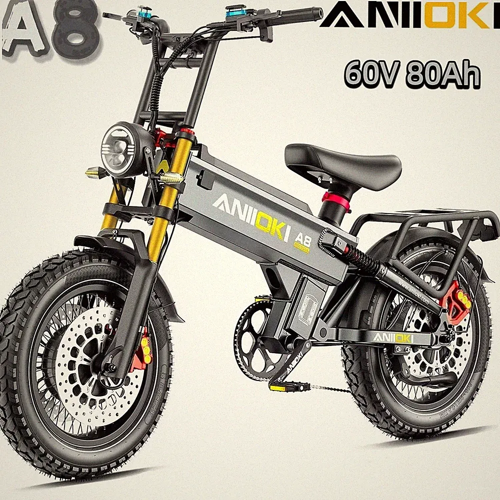 ANIIOKI A8 Pro Max 60V 80Ah Mountain Electric Bike for Adult, 6000W Dual Motor..