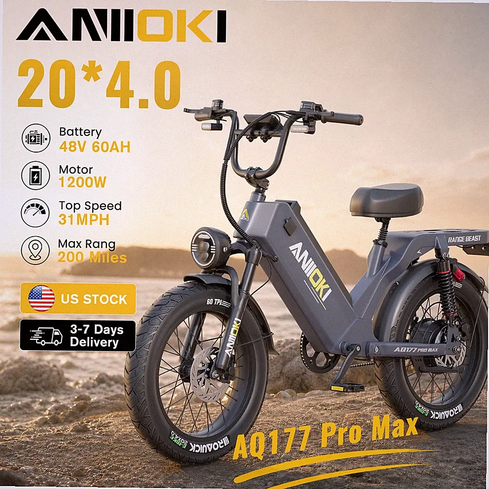 ANIIOKI AQ177 20" 48V 60Ah Fat Tire eBike 1200W 31MPH Adult Electric Bicycle