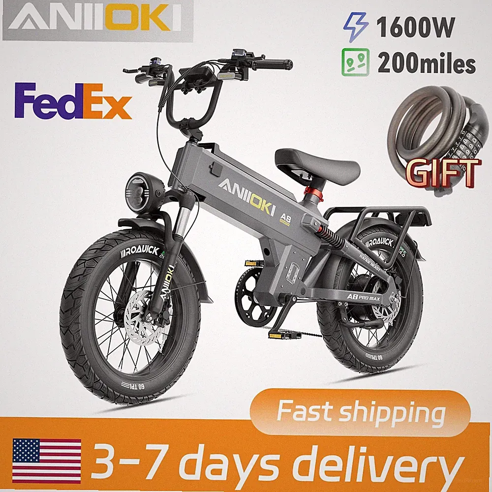 New 2026 Electric Bike for Adults Mountain e bike 20" 48V60Ah Fat Tire ANIIOKI